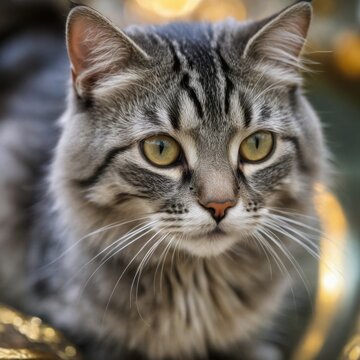 the close up portrait of a cat