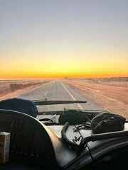 Sunrise from inside the bus