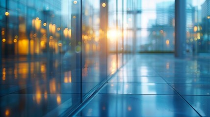 Abstract background of modern office building with glass windows. Shallow depth of field.