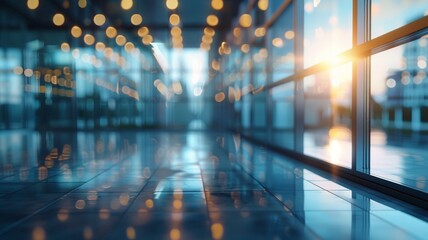 Abstract background of modern office building with glass windows. Shallow depth of field.