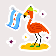 Editable flat sticker of flamingo flag 