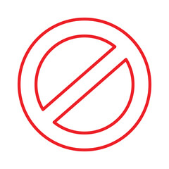 Sign forbidden. Icon symbol ban. Red circle sign stop entry ang slash line isolated on white artboard.