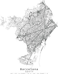 Barcelona,Spain Urban detail Streets Roads Map  ,vector element image