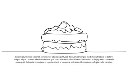 Continuous one line slices of bread with filled in cream. Minimalist style vector illustration on white background.