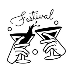 Fototapeta premium Grab glyph style sticker of festival drinks 