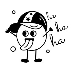 Cute glyph style sticker of a silly emoji 