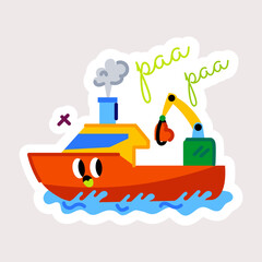 Naklejka premium A well-designed flat sticker of cargo ship 