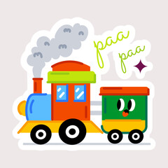 Naklejka premium A well-designed flat sticker of steam engine 