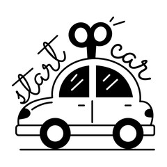 Start car typographic glyph sticker 