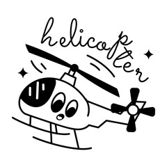 A well-designed glyph sticker of helicopter 