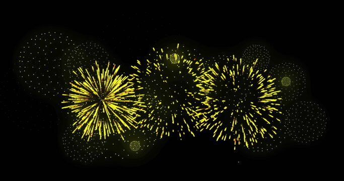 Image of shapes and fireworks on black backrgound