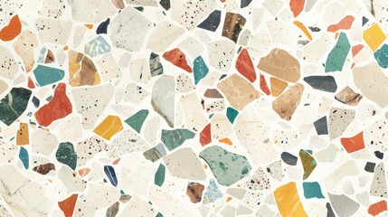 Terrazzo marble flooring seamless texture. Natural stones, granite, marble, quartz, limestone, concrete. Beige background with colored chips ,material for decoration	
