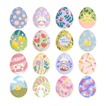 happy easter egg cute vector set collection. Illustration easter egg soft pastel colour