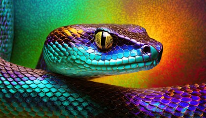 Fototapeta premium Serpentine Spectrum: Abstract Viper Snake with Colorful Skin