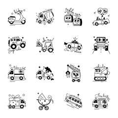 Pack of Transportation Sources Glyph Stickers 

