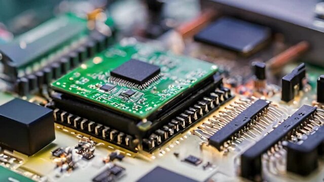 Close-up shots of a microcontroller being programmed using a programmer.