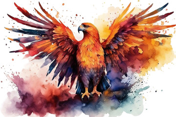 Fototapeta premium The masterpiece art TRUE Phoenix Watercolor Vector: