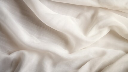 Horizontal Texture, background of White, Cream fabric. Linen, Muslin cotton Natural Fabric with...