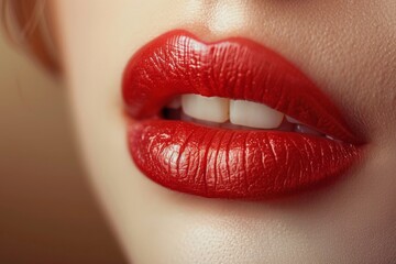 Obraz premium Woman With Red Lipstick