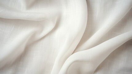 Close-up, Horizontal Texture, background of White, Cream fabric. Linen, Muslin cotton Natural...