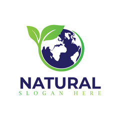 Natural, eco food, green leaf seedling, growing plant logo design vector template. Natural logos with leaves.
