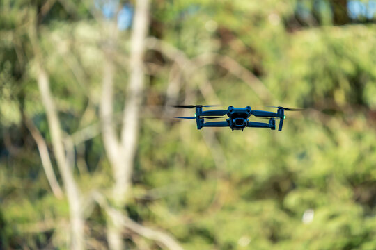 A flying drone observing the environment