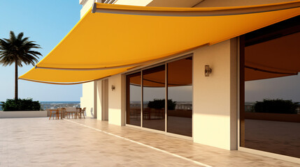Remote controlled motorized awnings for outdoor shade