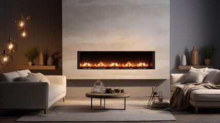Remote controlled fireplace for cozy ambiance solid co - obrazy, fototapety, plakaty