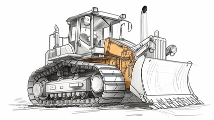 Construction bulldozer on a white background