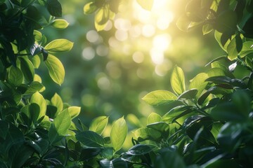 Sunlight Streaming Through Tree Leaves