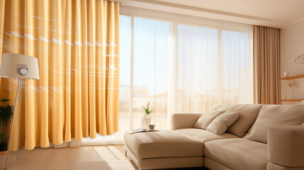 Remote controlled motorized curtains with sunlight sen