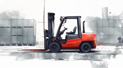 Red warehouse forklift