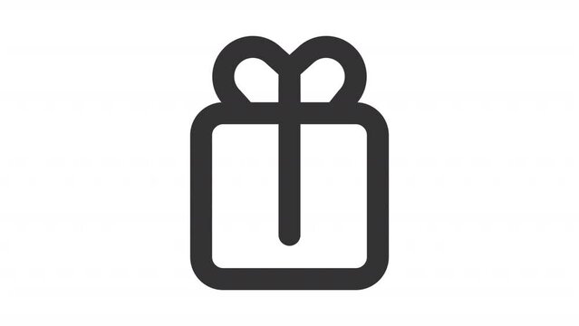 Loyalty program line animation. Animated gift icon. Customer loyalty program. Hotel benefits. Exclusive offer. Black illustration on white background. HD video with alpha channel. Motion graphic