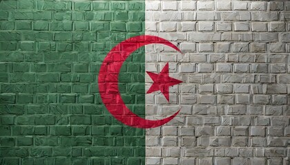 Algeria flag bricks effect, national emblem, symbol