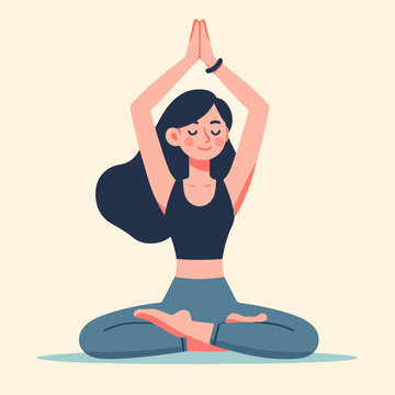 illustration of a woman doing yoga in the parvatasana position