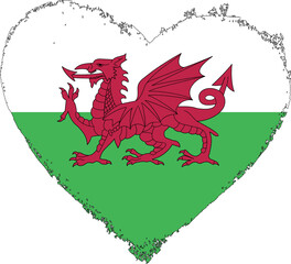 Wales flag in heart shape.