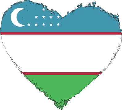Uzbekistan flag in heart shape.