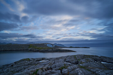 popular bridge along the famous atlantic road in Norway along the rugged coastline of the north...