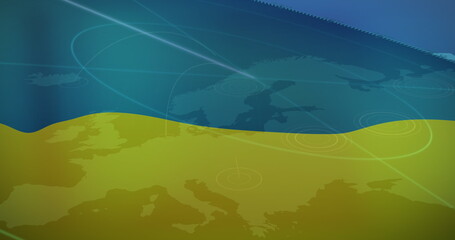 Obraz premium Image of radar over flag of ukraine