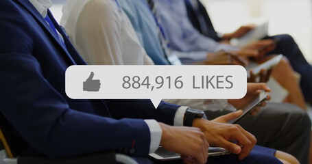 Digital thumbs up on a speech bubble symbolizes growing social media engagement.