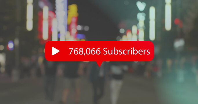 Digital image shows rising subscriber count on a global social media network. - Powered by Adobe