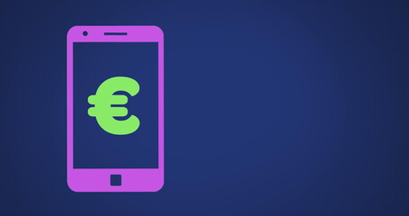A smartphone displays a Euro currency symbol on its screen