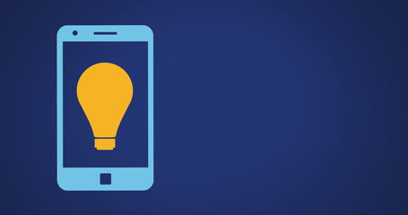 A light bulb is displayed on a smartphone screen