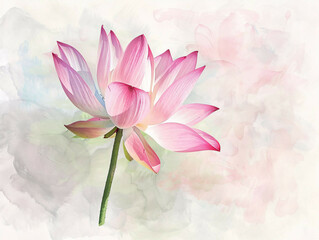 Lotus Blossom: Serene Beauty in Soft Watercolor Splendor