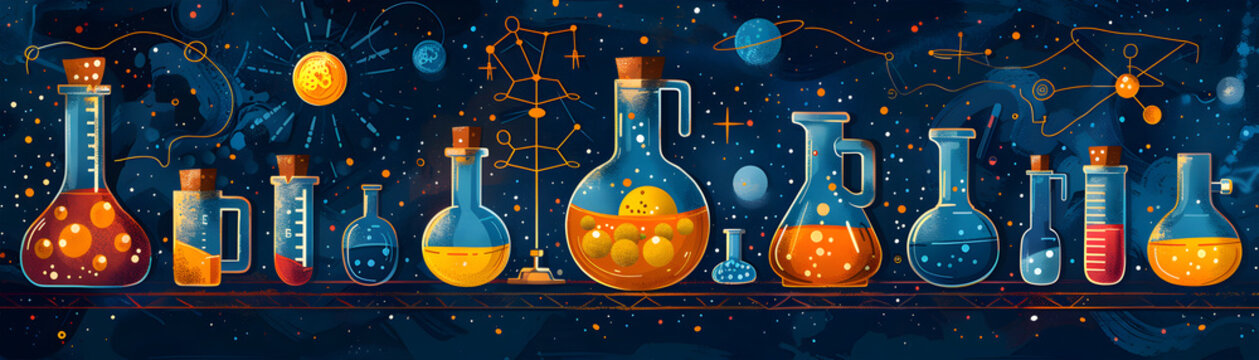 Colorful Chemistry And Space Exploration Concept Art