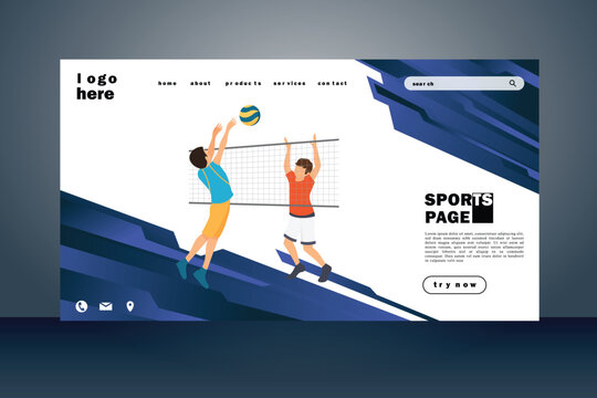  Sport landing page flat design