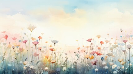 Fototapeta na wymiar Watercolor Dreamscape: Abstract Floral Artistry