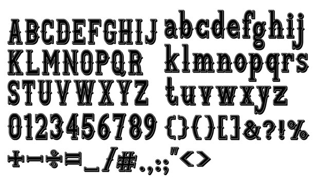 3d Western alphabet letters font