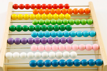 Wooden Abacus Counting Beads Math Educational Counters Toy, Childhood mental health Development frame on white background