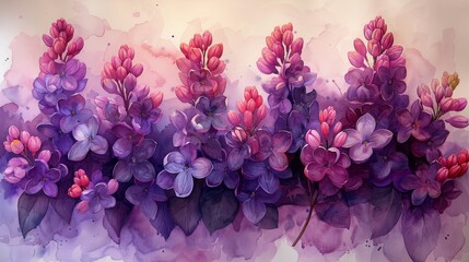 Fototapeta premium Purple Flowers on White Background